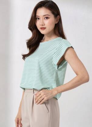 T-shirt coupe droite manches courtes vert GUITARE femme