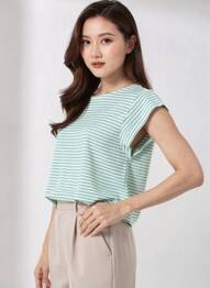 T-shirt coupe droite manches courtes vert GUITARE femme