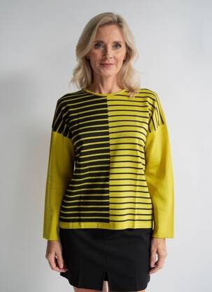 Pull coupe droite manches longues vert I.ODENA femme