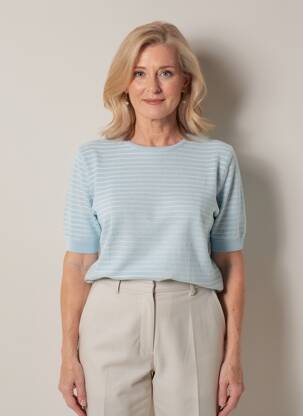 T-shirt coupe droite manches courtes bleu EDWIGE femme