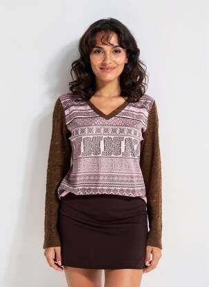 T-shirt manches longues manches longues marron ESCORPION femme