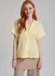 Chemisier coupe droite manches courtes jaune COUTURIST femme