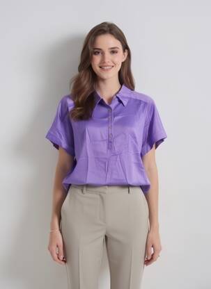 Polo coupe droite manches courtes violet COUTURIST femme