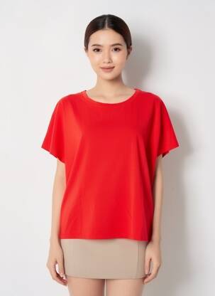 T-shirt coupe droite manches courtes rouge COUTURIST femme