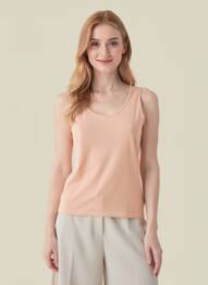 Top coupe cintrée sans manche beige COUTURIST femme