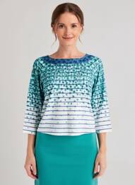 T-shirt stretch manches 3/4 bleu ESCORPION femme