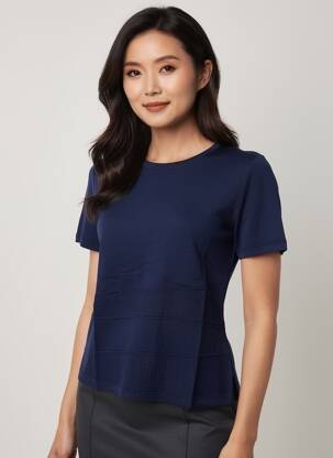 T-shirt coupe cintrée manches courtes bleu PAUPORTÉ femme