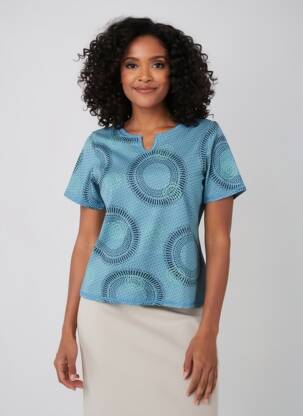 T-shirt imprimé fantaisie manches courtes bleu ESCORPION femme