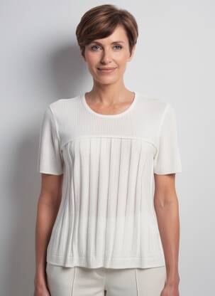Pull coupe cintrée manches courtes blanc RODAM femme