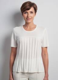 Pull coupe cintrée manches courtes blanc RODAM femme