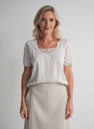 T-shirt coupe droite manches courtes beige PAUPORTÉ femme