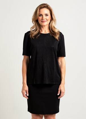 T-shirt coupe droite manches courtes noir RODAM femme