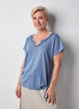 T-shirt coupe droite manches courtes bleu OLSEN femme