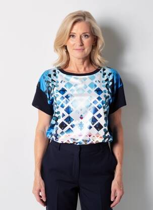 T-shirt imprimé fantaisie manches courtes bleu OLSEN femme