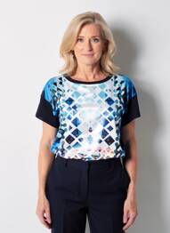 T-shirt imprimé fantaisie manches courtes bleu OLSEN femme