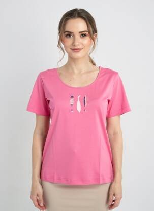 T-shirt sérigraphie floquée manches courtes rose ARMOR LUX femme