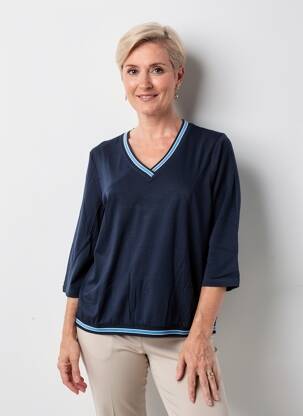 T-shirt coupe droite manches courtes bleu OLSEN femme