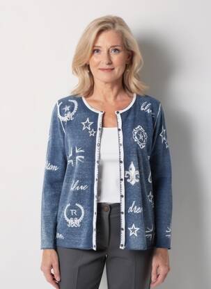 Gilet manches longues col rond bleu THOMAS RABE femme