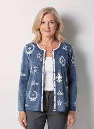 Gilet manches longues fermeture boutonnée sur le devant bleu THOMAS RABE femme