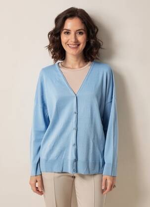 Gilet manches longues fermeture boutonnée sur le devant bleu ESCORPION femme