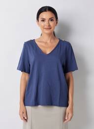 T-shirt coupe droite manches courtes bleu ARMOR LUX femme
