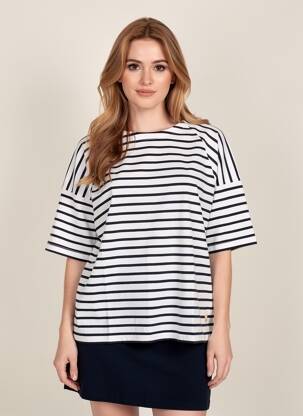 T-shirt coupe droite manches courtes blanc ARMOR LUX femme