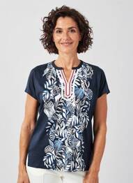 T-shirt imprimé fantaisie manches courtes bleu OLSEN femme