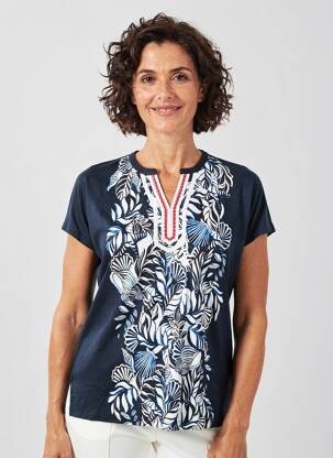 T-shirt imprimé fantaisie manches courtes bleu OLSEN femme