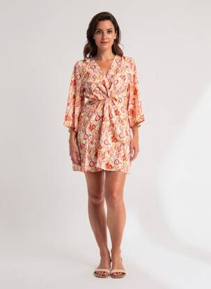 Robe courte manches longues manches longues orange SARAH JOHN femme