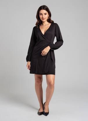Robe courte manches longues manches longues noir ONLY femme