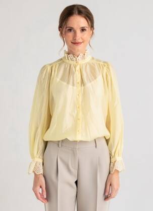 Chemisier coupe fluide manches longues jaune BISOU'S PROJECT femme