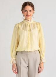 Chemisier coupe fluide manches longues jaune BISOU'S PROJECT femme