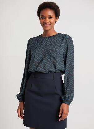 Blouse imprimé fantaisie manches longues bleu STREET ONE femme