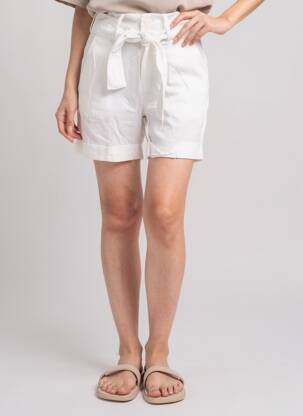 Short fermeture zippée sous rabat boutonné taille normale blanc COUTURIST femme