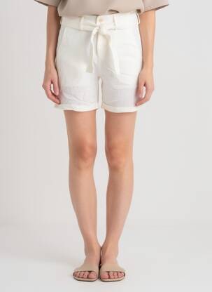 Short taille à pinces taille haute beige COUTURIST femme
