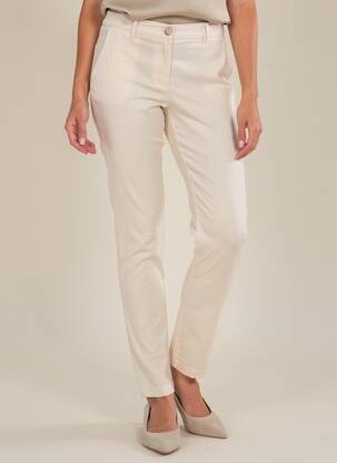 Pantalon slim tissage popeline taille normale beige COUTURIST femme