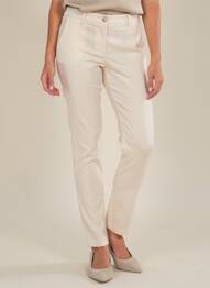 Pantalon slim tissage popeline taille normale beige COUTURIST femme
