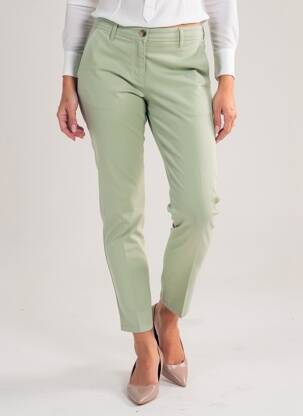 Pantalon slim tissage popeline taille normale vert COUTURIST femme