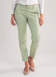 Pantalon slim tissage popeline taille normale vert COUTURIST femme