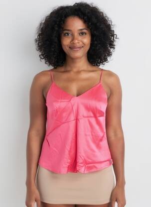 Top coupe fluide fines bretelles rose SURKANA femme