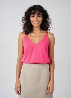 Top coupe cintrée fines bretelles rose SURKANA femme
