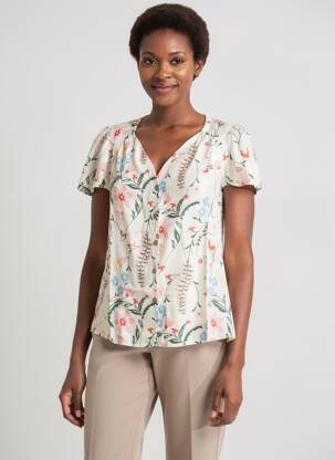Blouse imprimé fantaisie sans manche blanc BLUTSGESCHWISTER femme