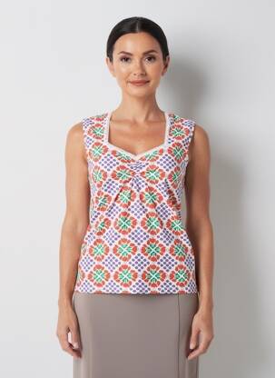 Top imprimé fantaisie manches courtes rouge BLUTSGESCHWISTER femme