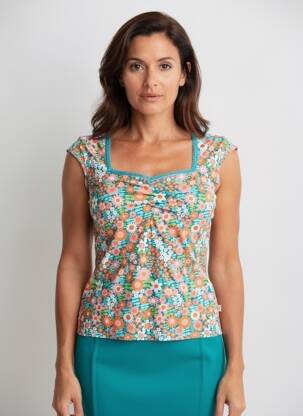 Top col carré sans manche bleu BLUTSGESCHWISTER femme
