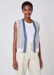Gilet sans manche col v bleu WHITE STUFF femme