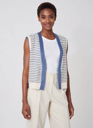 Gilet sans manche col v bleu WHITE STUFF femme