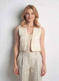Gilet sans manche coupe droite beige LA PETITE ETOILE femme