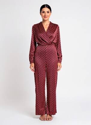 Combi-pantalon coupe cintrée manches longues rouge SURKANA femme