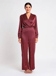 Combi-pantalon coupe cintrée manches longues rouge SURKANA femme