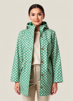 Imperméable capuche fourrée a capuche vert BLUTSGESCHWISTER femme